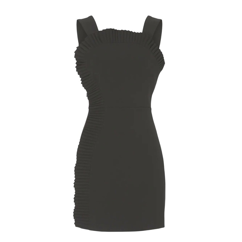 The Kooples Dress Romantic Crepe Black Pleated Ruffle Mini V-Back FR 4/ US 10 - Picture 10 of 13
